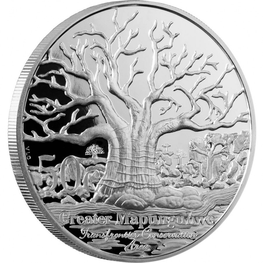 baobab on silver South Africa 50c coin (2012 emission)